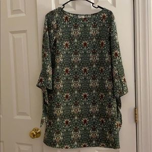 Floral print green dress